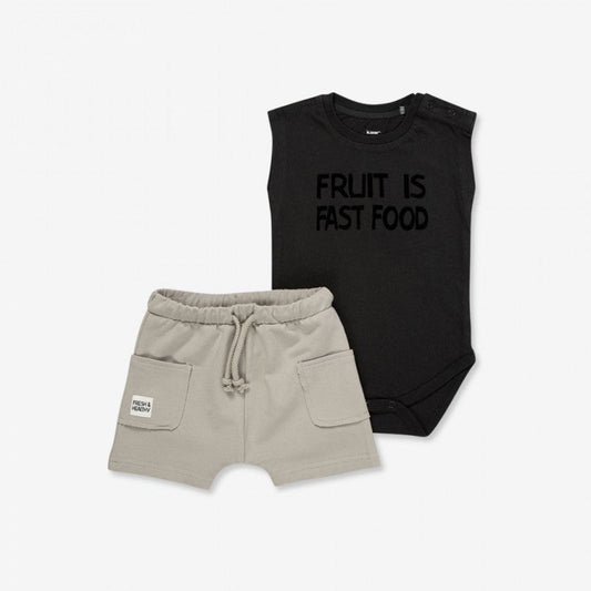 Conjunto de camiseta y shorts 'Fruit is fast food'